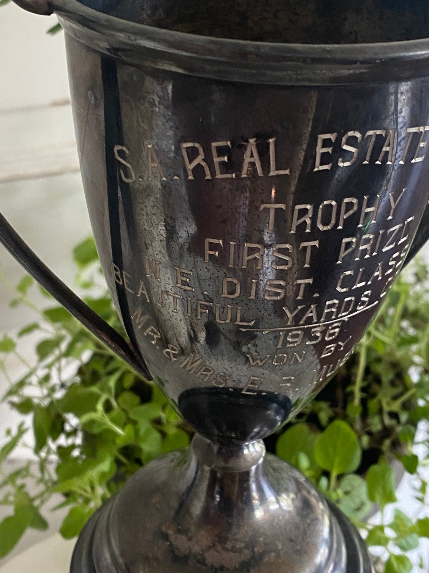 Vintage Best Yards Contest Loving Cup 8” tall - 1936