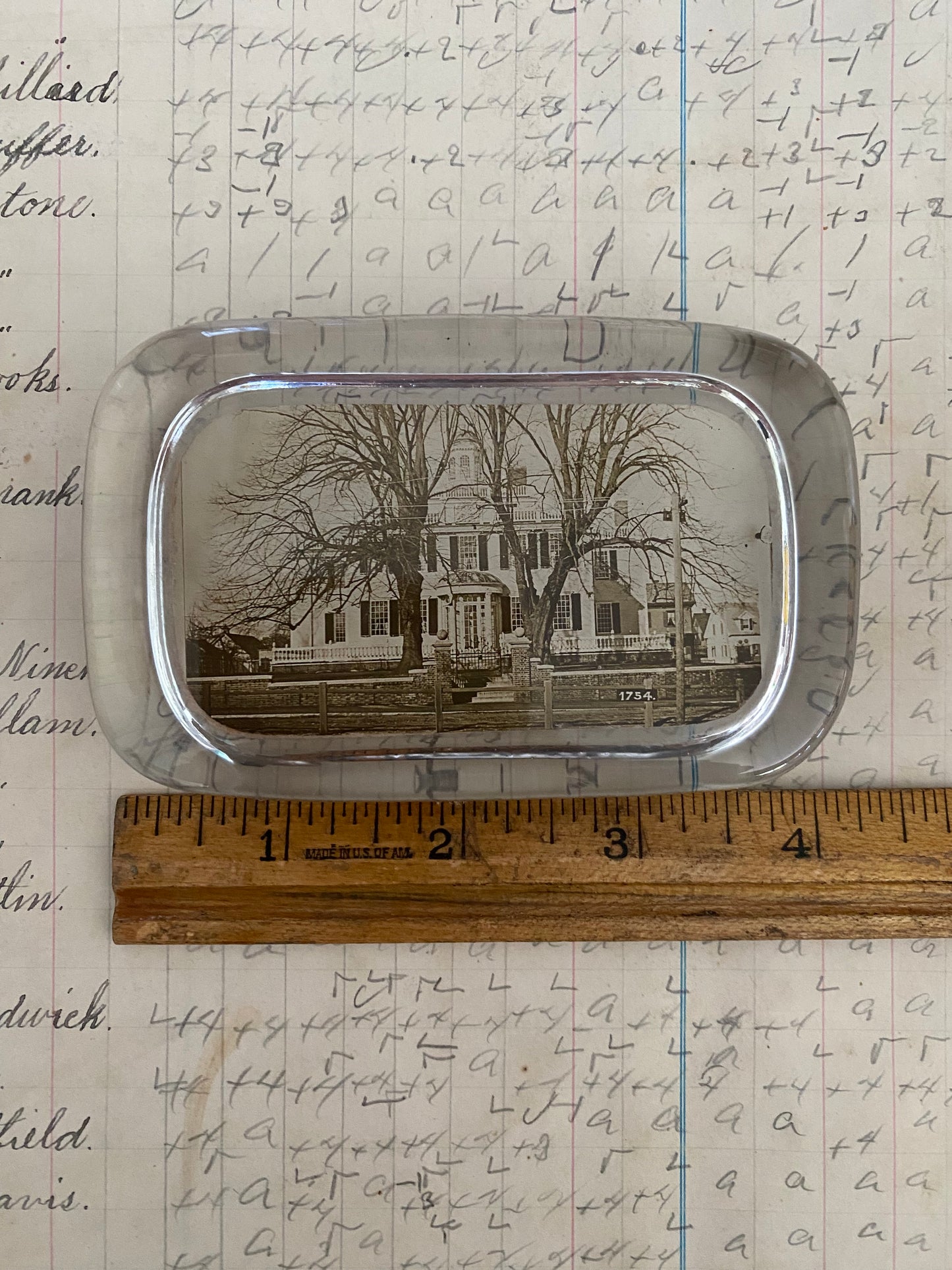 Vintage Rectangular Paper Weight - home built in 1754