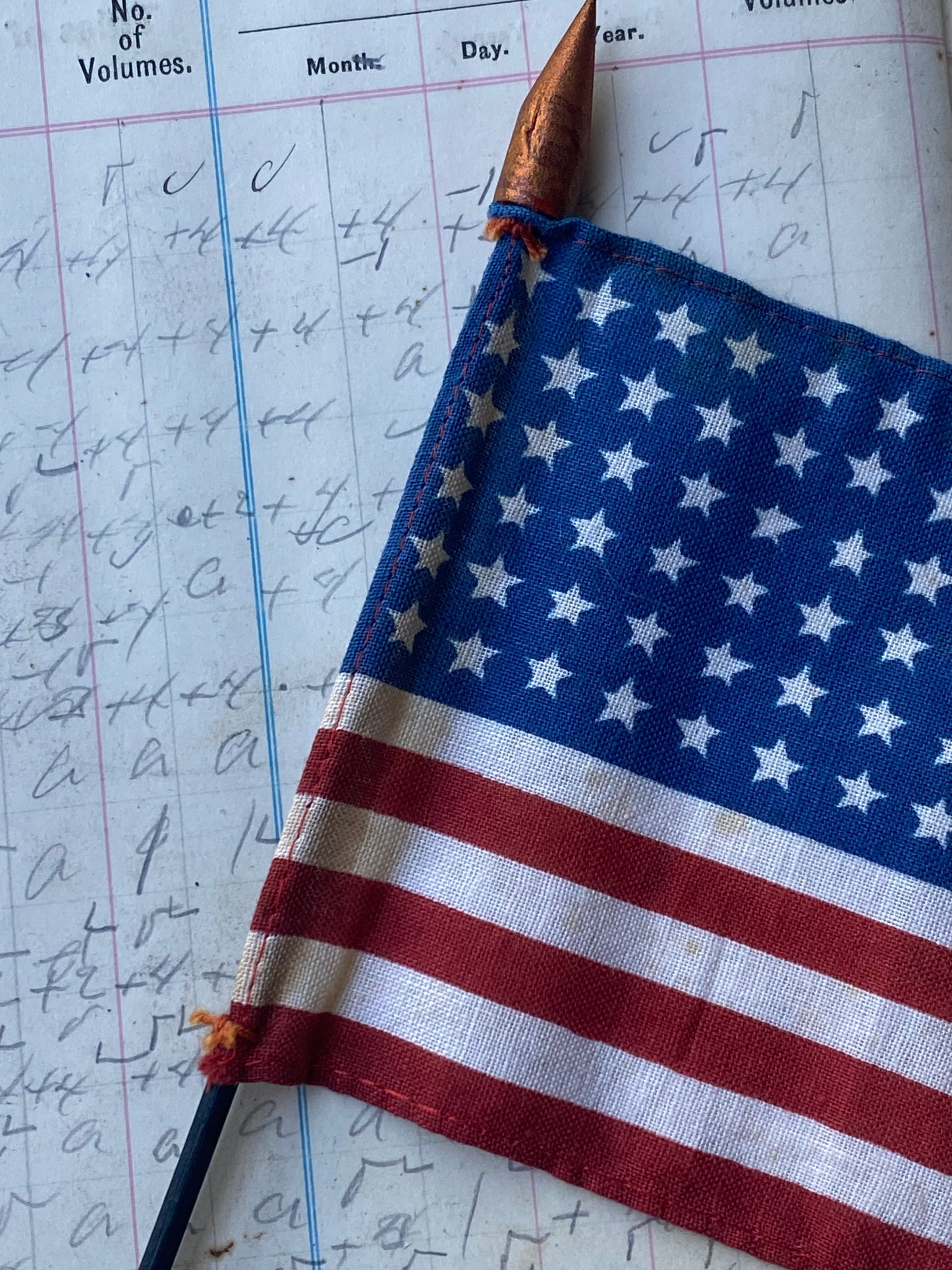 Vintage 48 star flag on a stick - marked Made in Japan