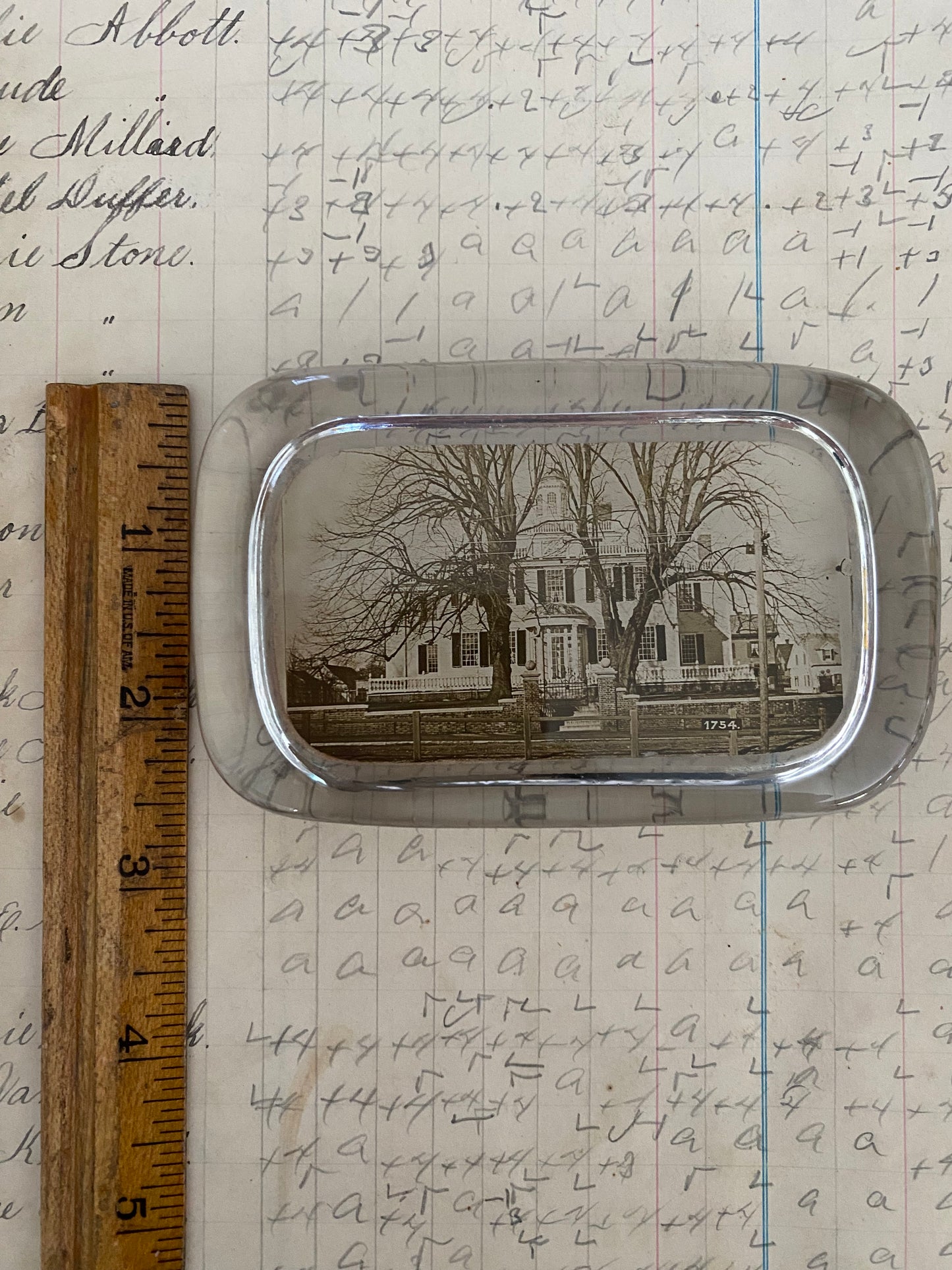 Vintage Rectangular Paper Weight - home built in 1754