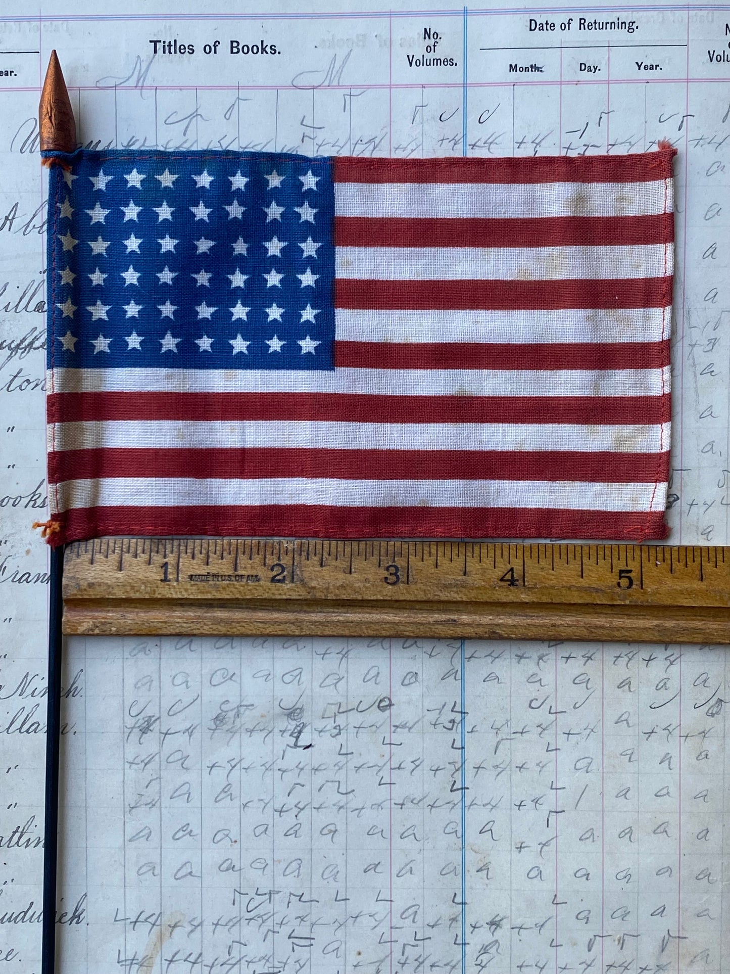 Vintage 48 star flag on a stick - marked Made in Japan