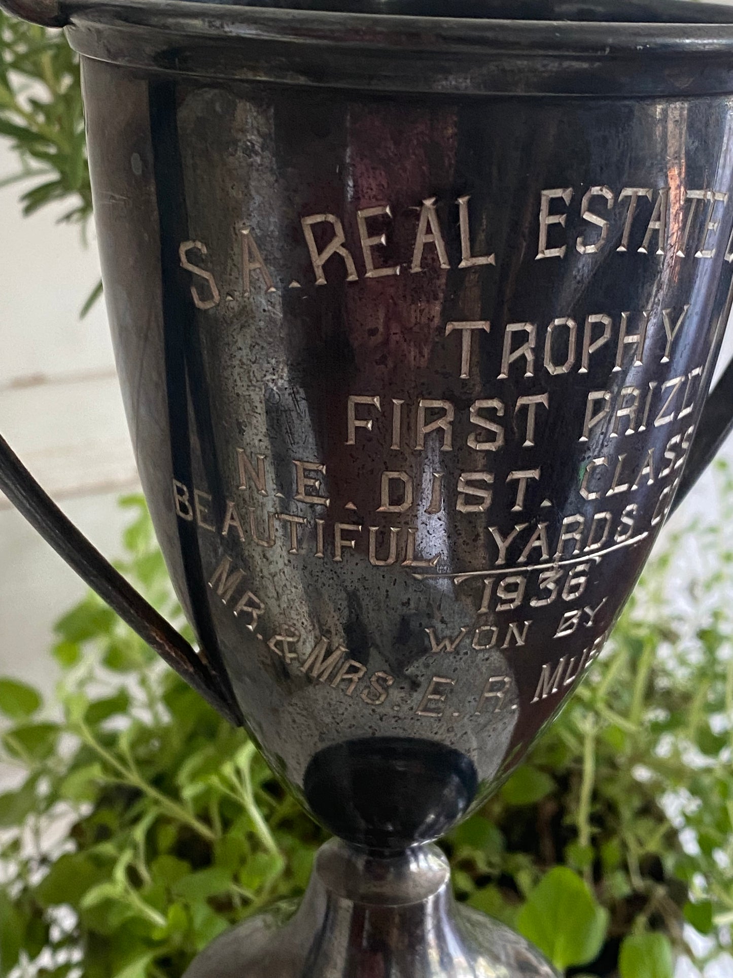 Vintage Best Yards Contest Loving Cup 8” tall - 1936