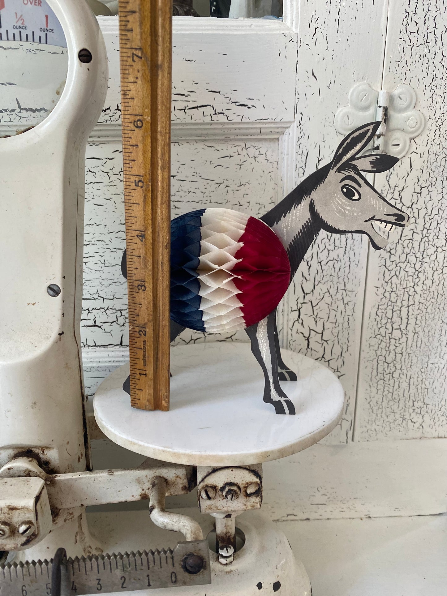 Vintage Honeycomb Patriotic Donkey (2 available) - Made in Denmark