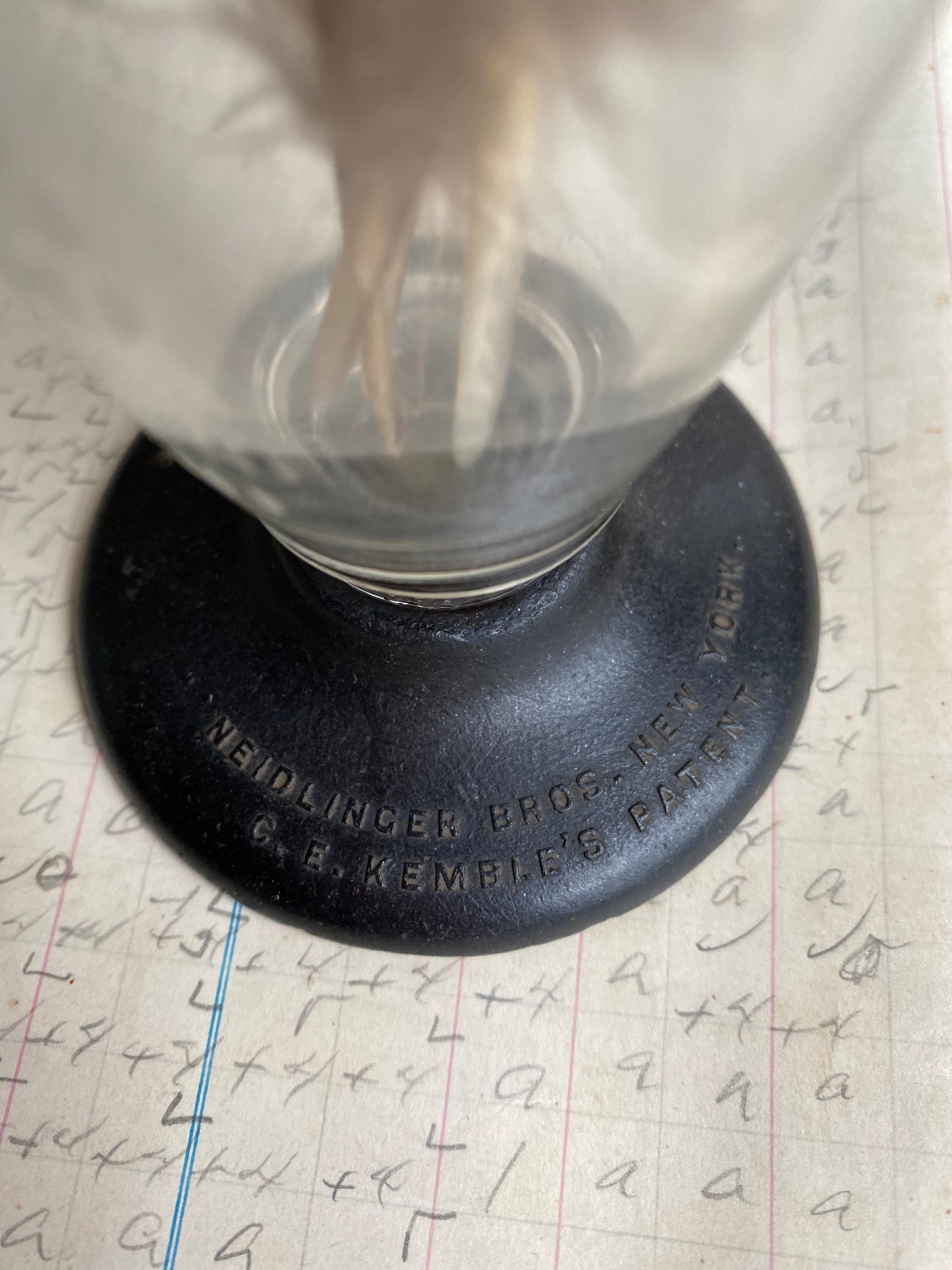 Vintage Etched Glass Graduated Glass Cylinder with Unique Base