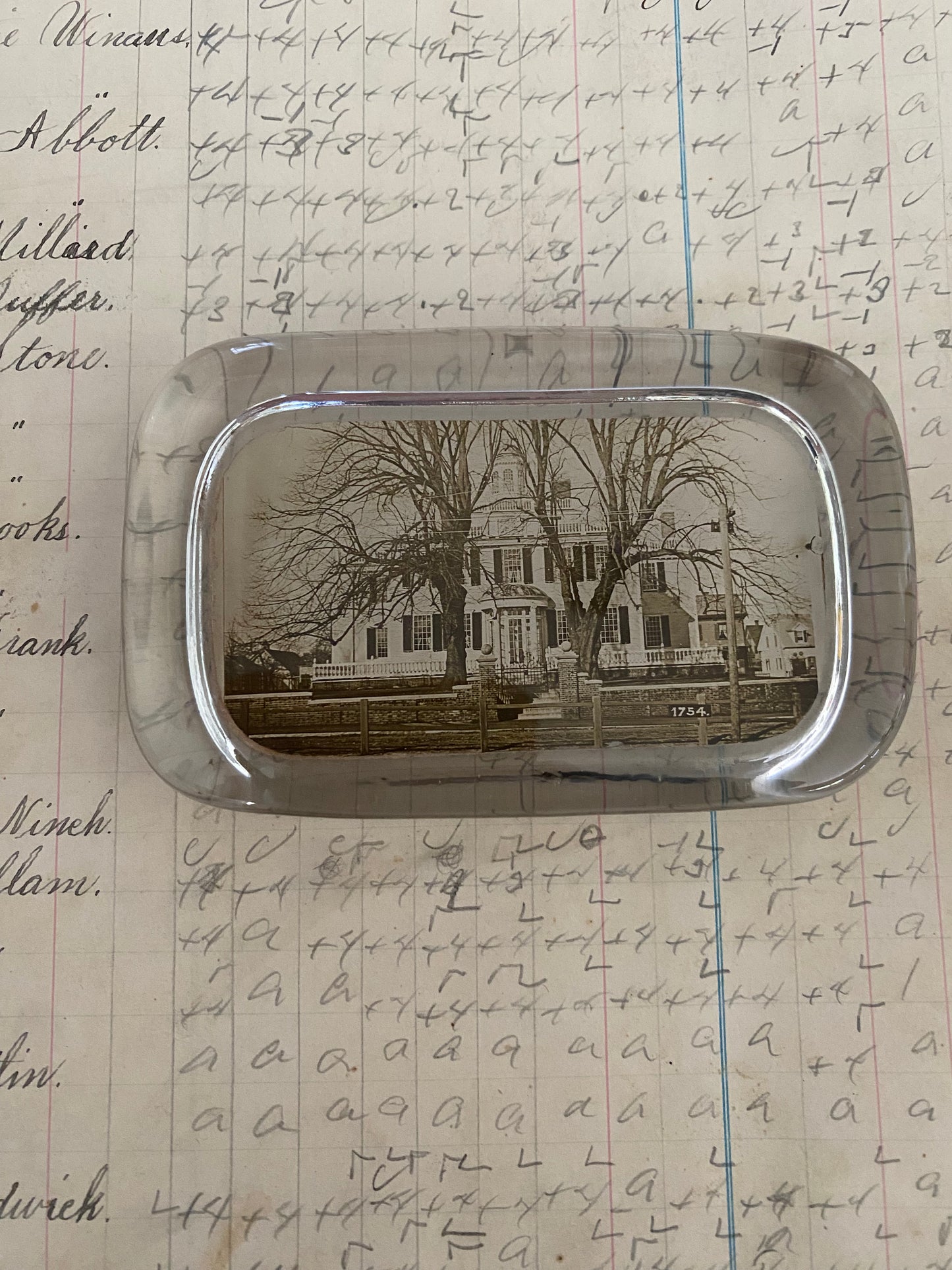 Vintage Rectangular Paper Weight - home built in 1754