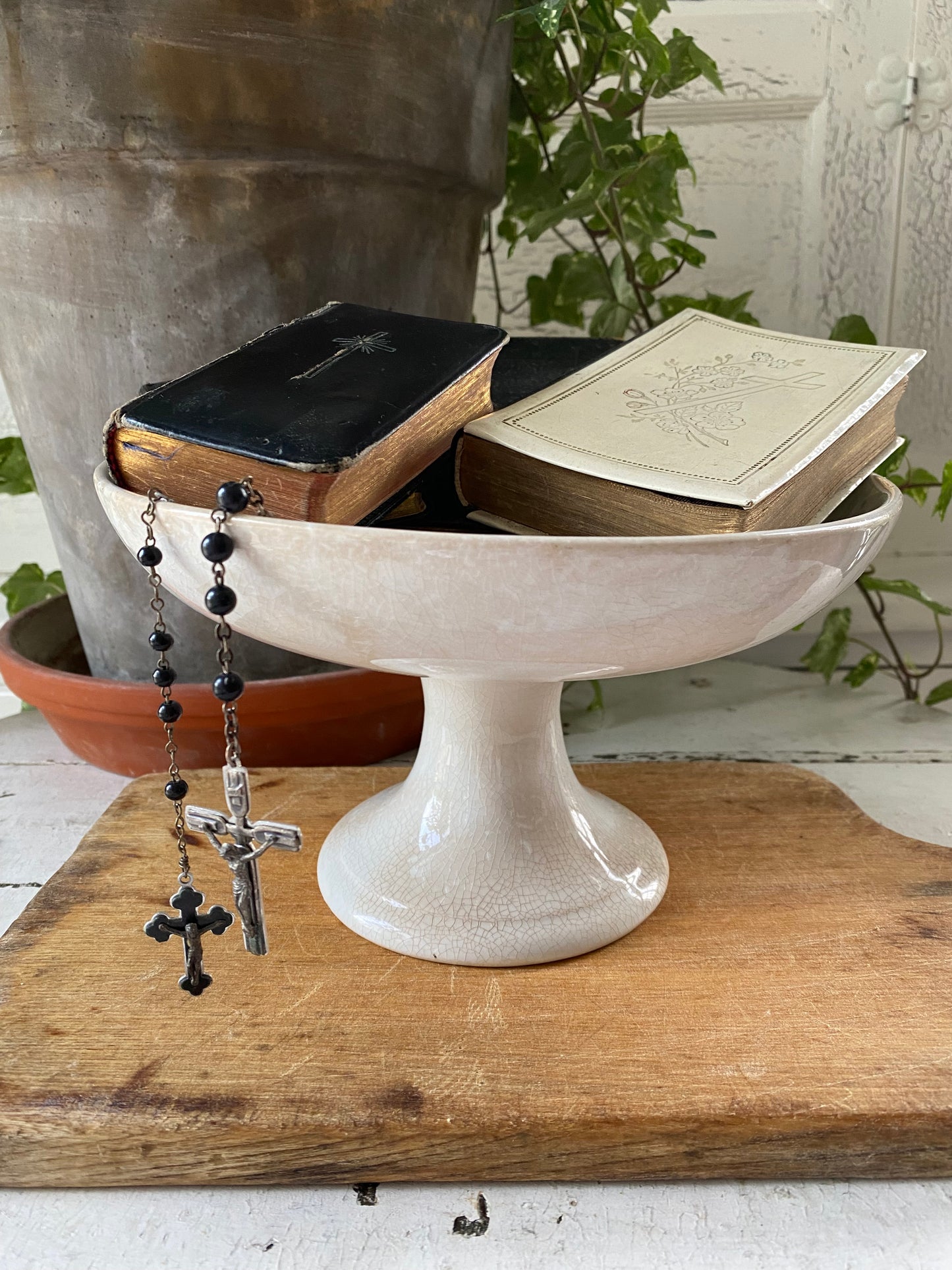 Antique Ironstone Compote - Burgess and Campbell marked
