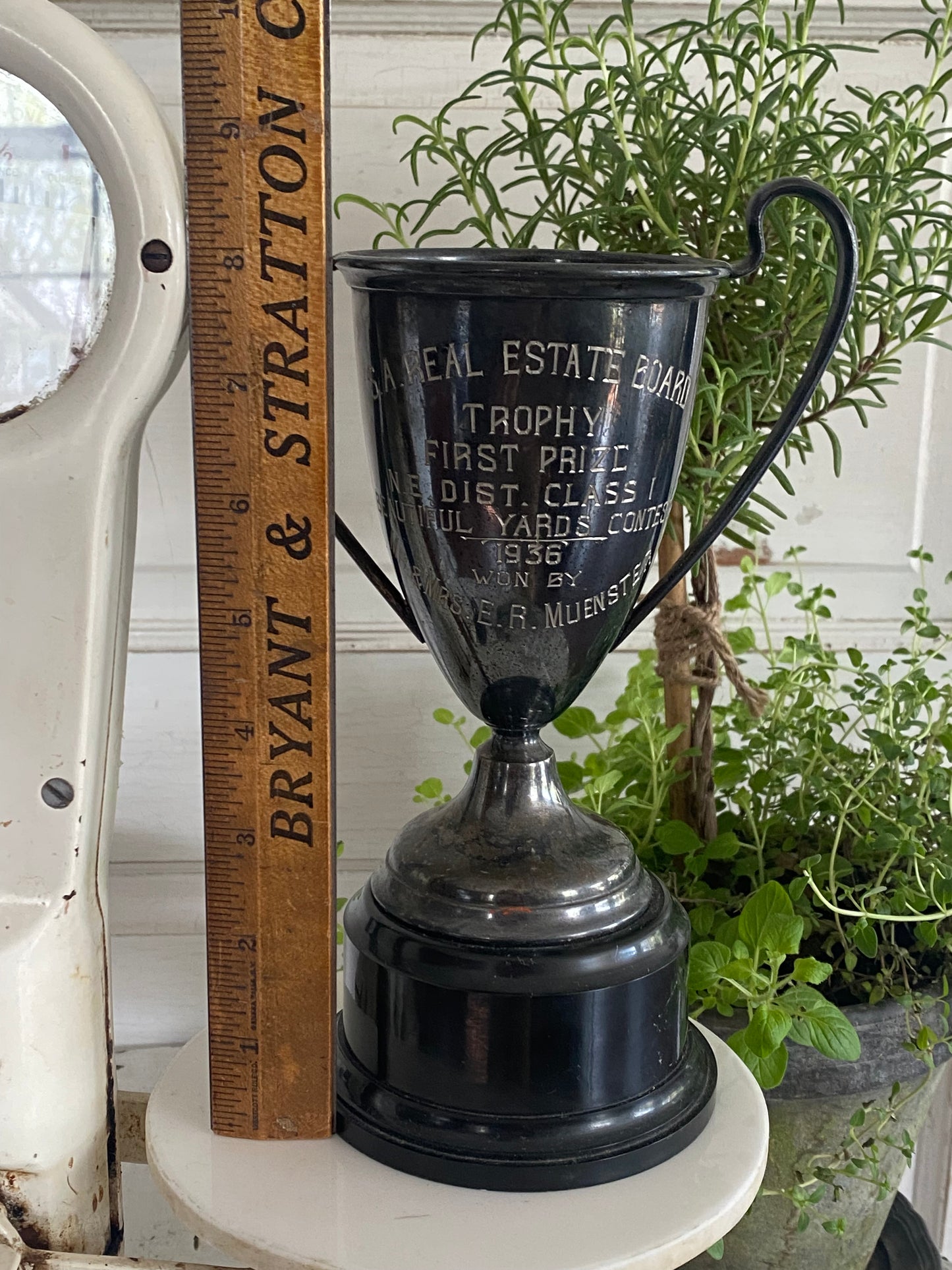 Vintage Best Yards Contest Loving Cup 8” tall - 1936