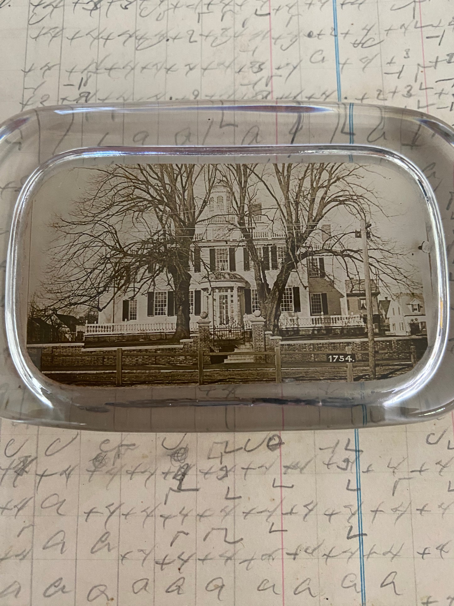 Vintage Rectangular Paper Weight - home built in 1754