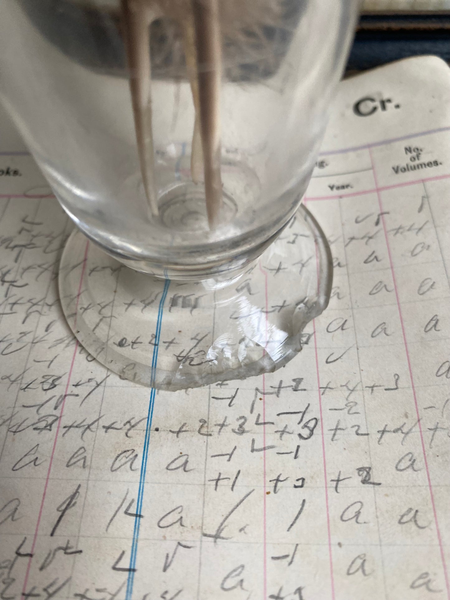 Vintage Etched Glass Graduated Cylinder With Feathers