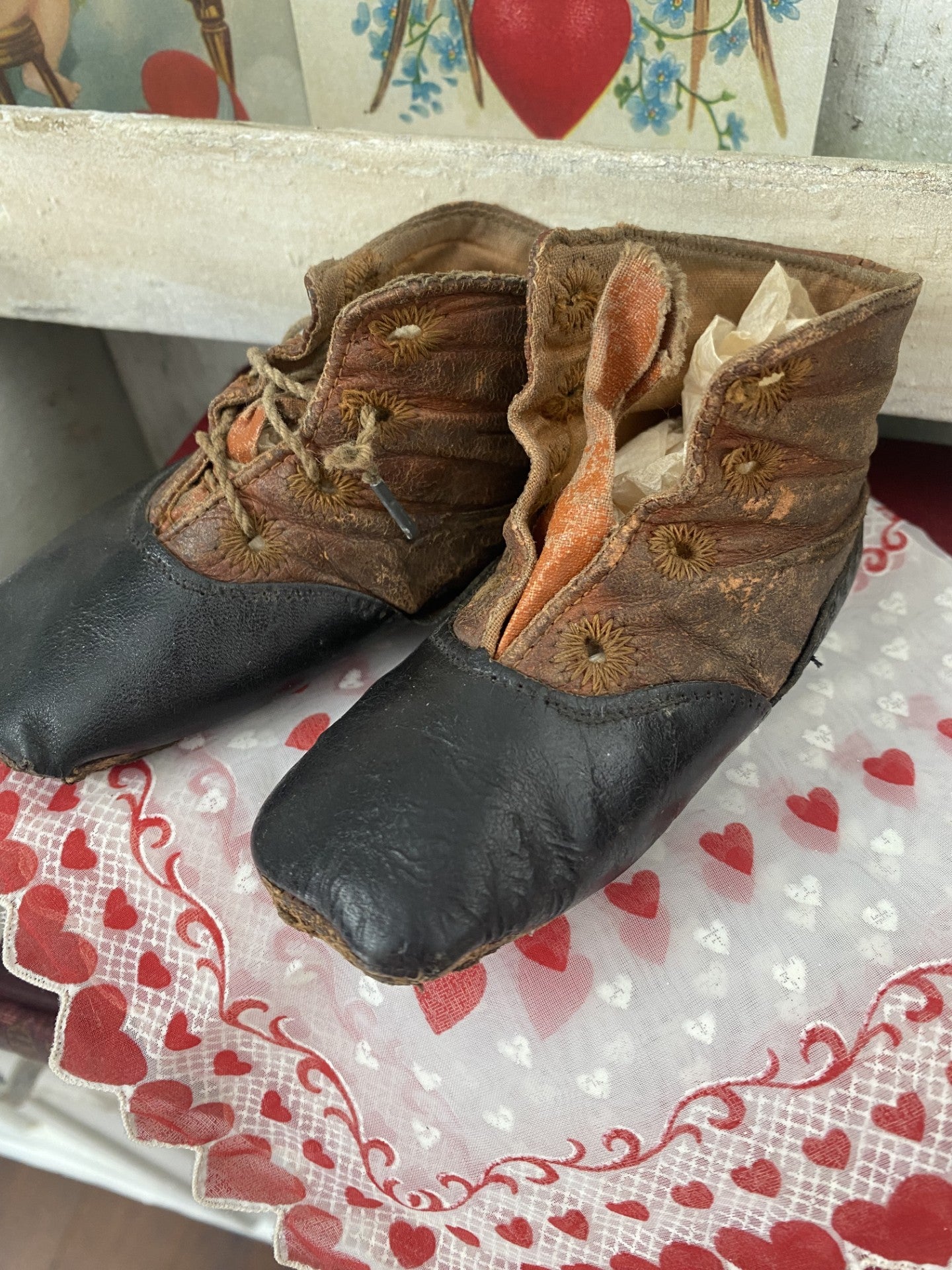 Vintage Pair of Leather Baby Shoes