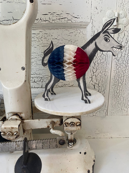Vintage Honeycomb Patriotic Donkey (2 available) - Made in Denmark