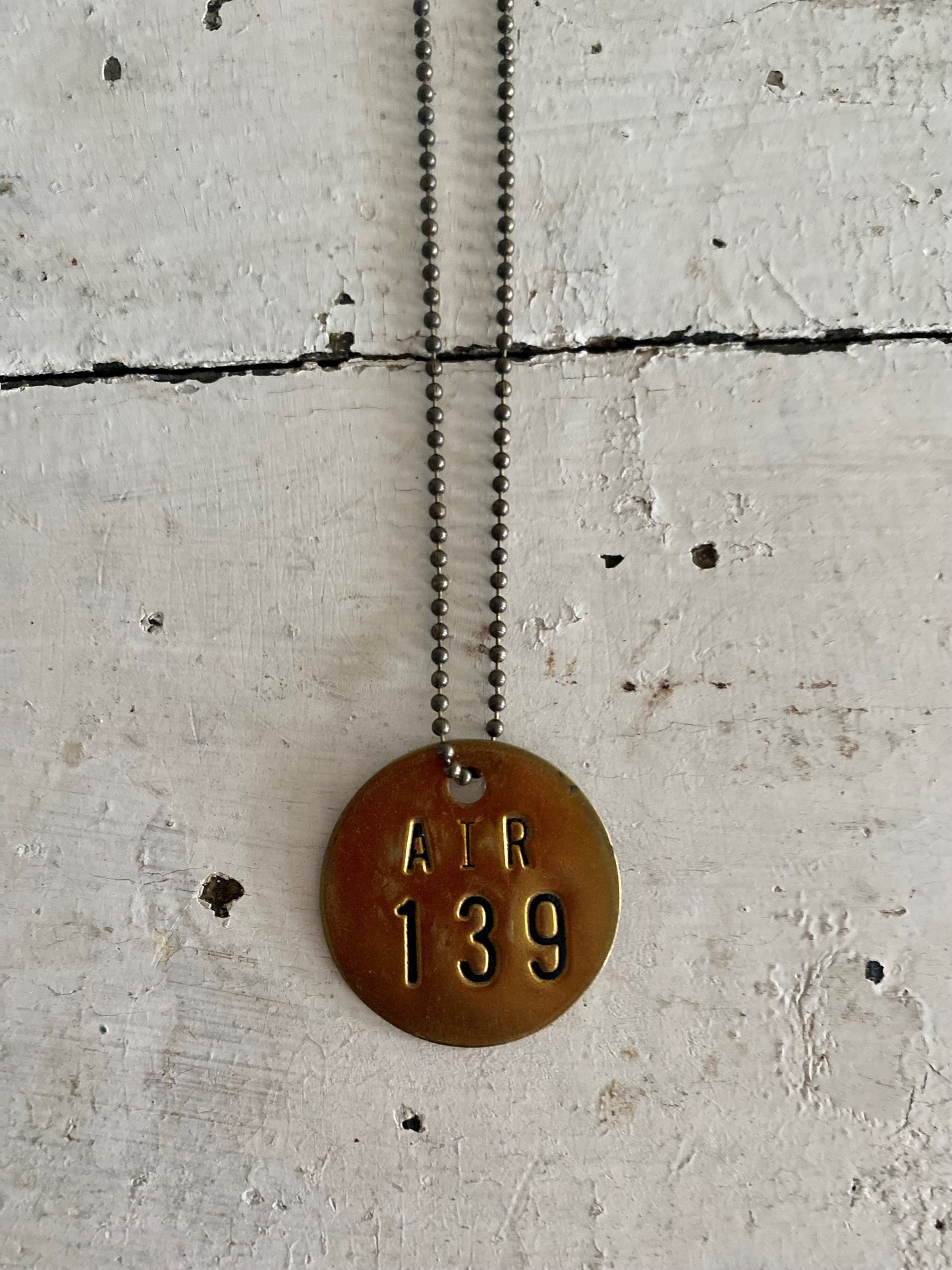 Vintage Brass Tag Necklace - #139