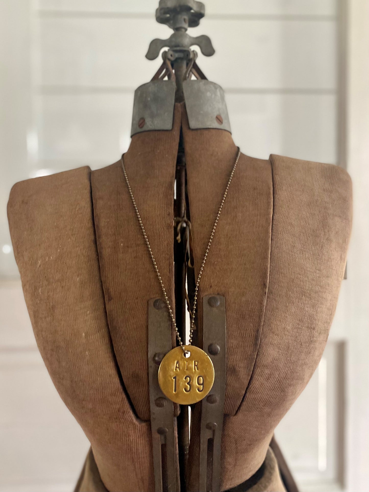 Vintage Brass Tag Necklace - #139