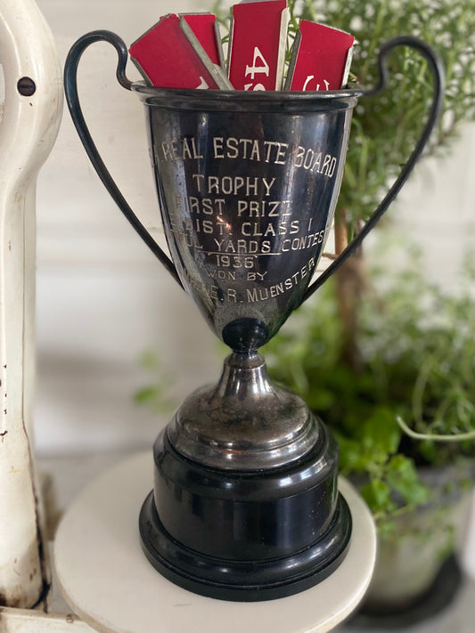 Vintage Best Yards Contest Loving Cup 8” tall - 1936