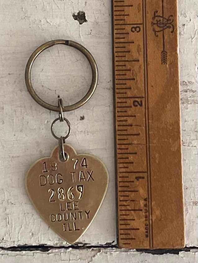 Vintage Brass Tag Keychain - #2869