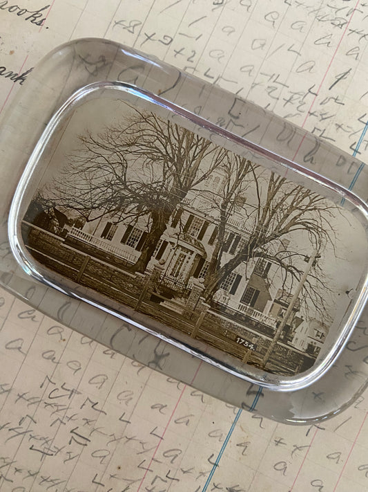 Vintage Rectangular Paper Weight - home built in 1754
