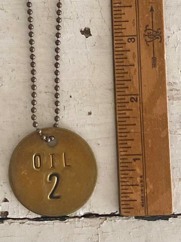 Vintage Brass Tag Necklace - #2