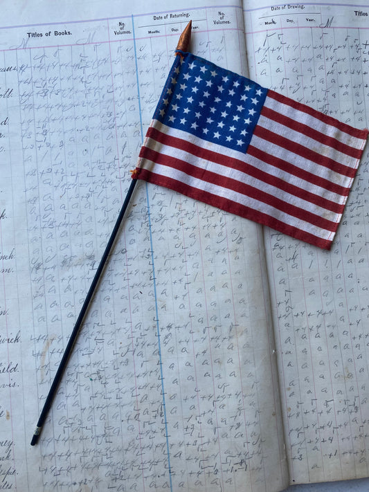 Vintage 48 star flag on a stick - marked Made in Japan