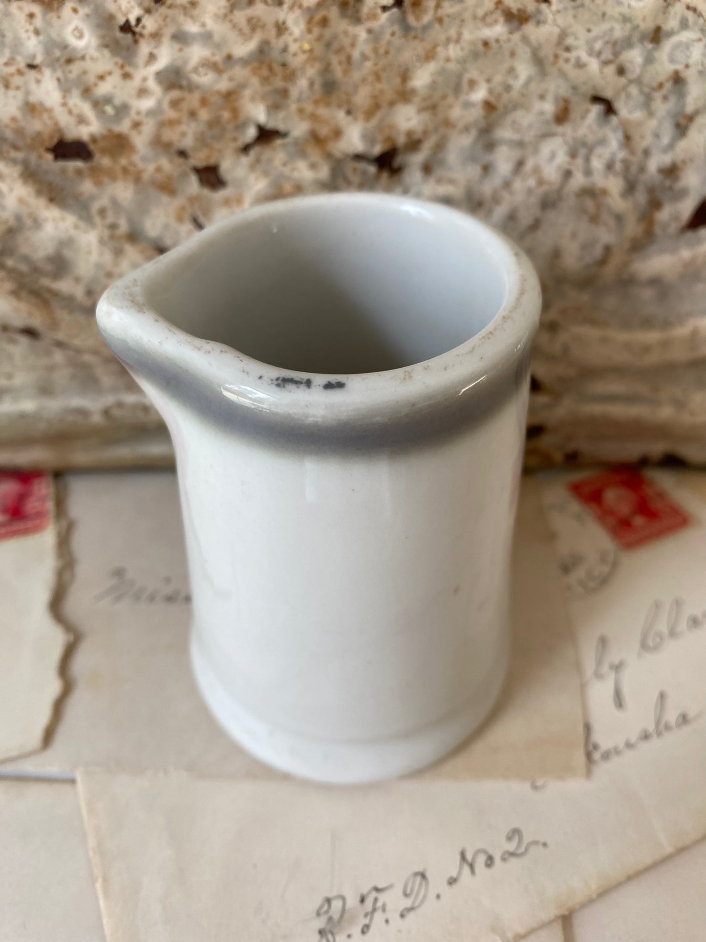 Vintage Chunky Creamer with Grey Stripe Sterling Vitrified China