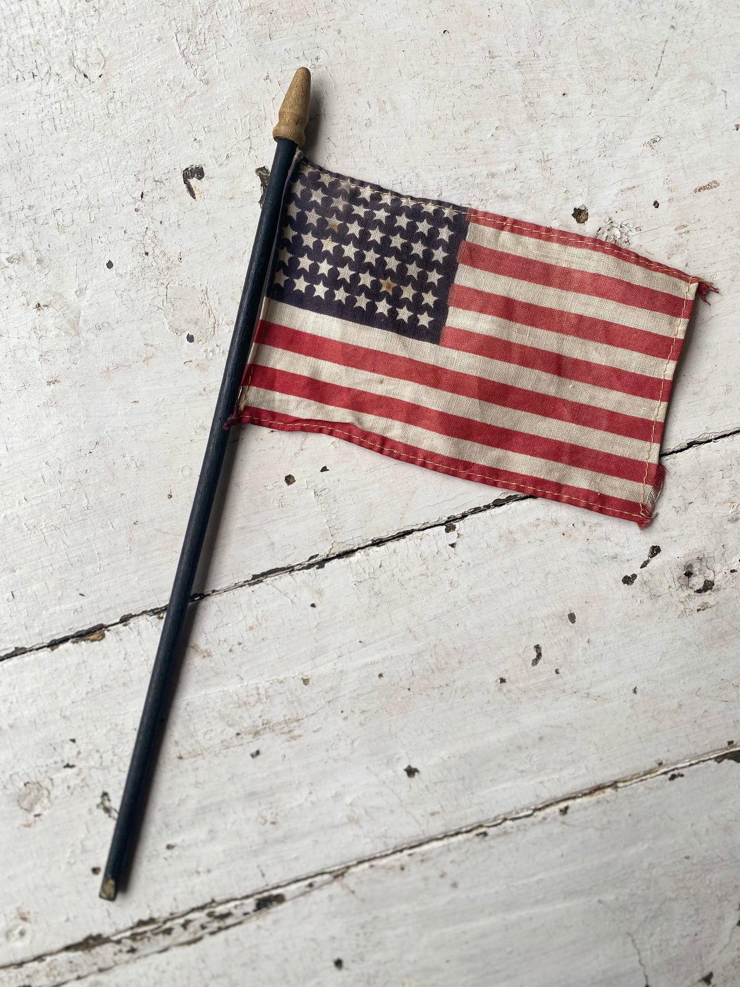 Vintage 48 Star Flag in Cool Old Phonograph Tube - 11” stick