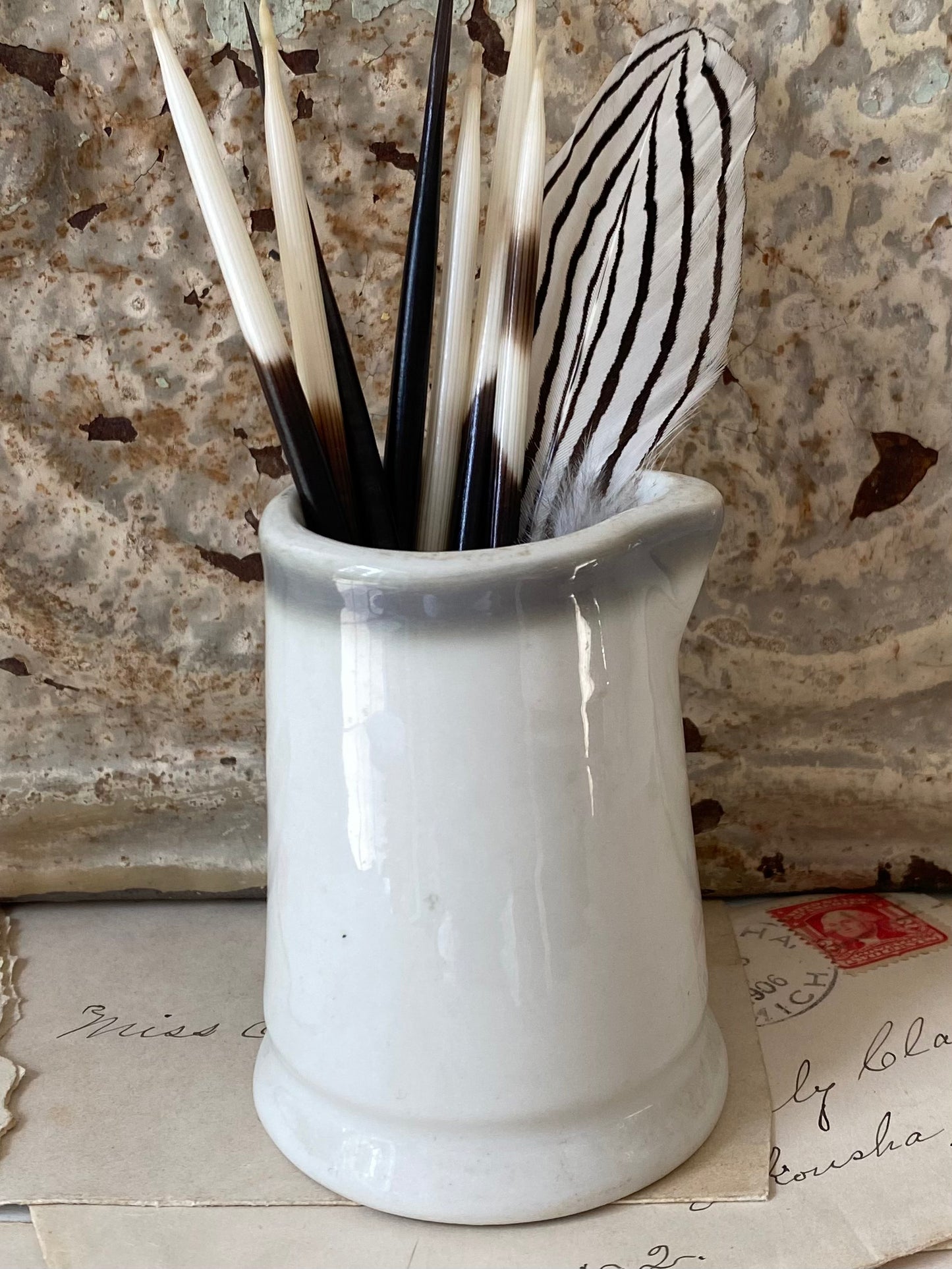 Vintage Chunky Creamer with Grey Stripe Sterling Vitrified China