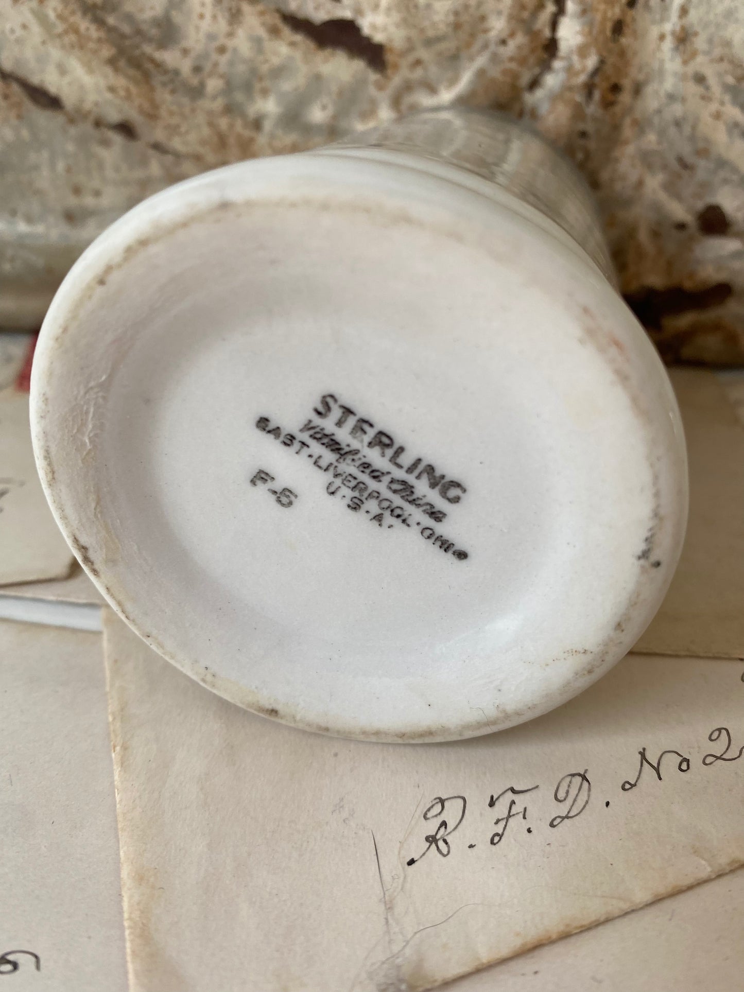 Vintage Chunky Creamer with Grey Stripe Sterling Vitrified China
