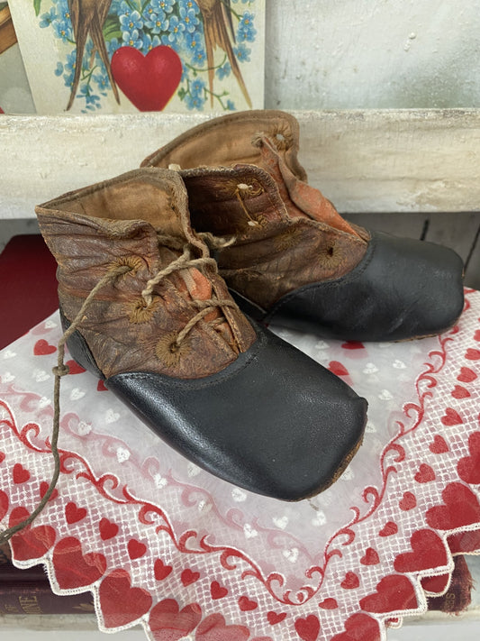 Vintage Pair of Leather Baby Shoes