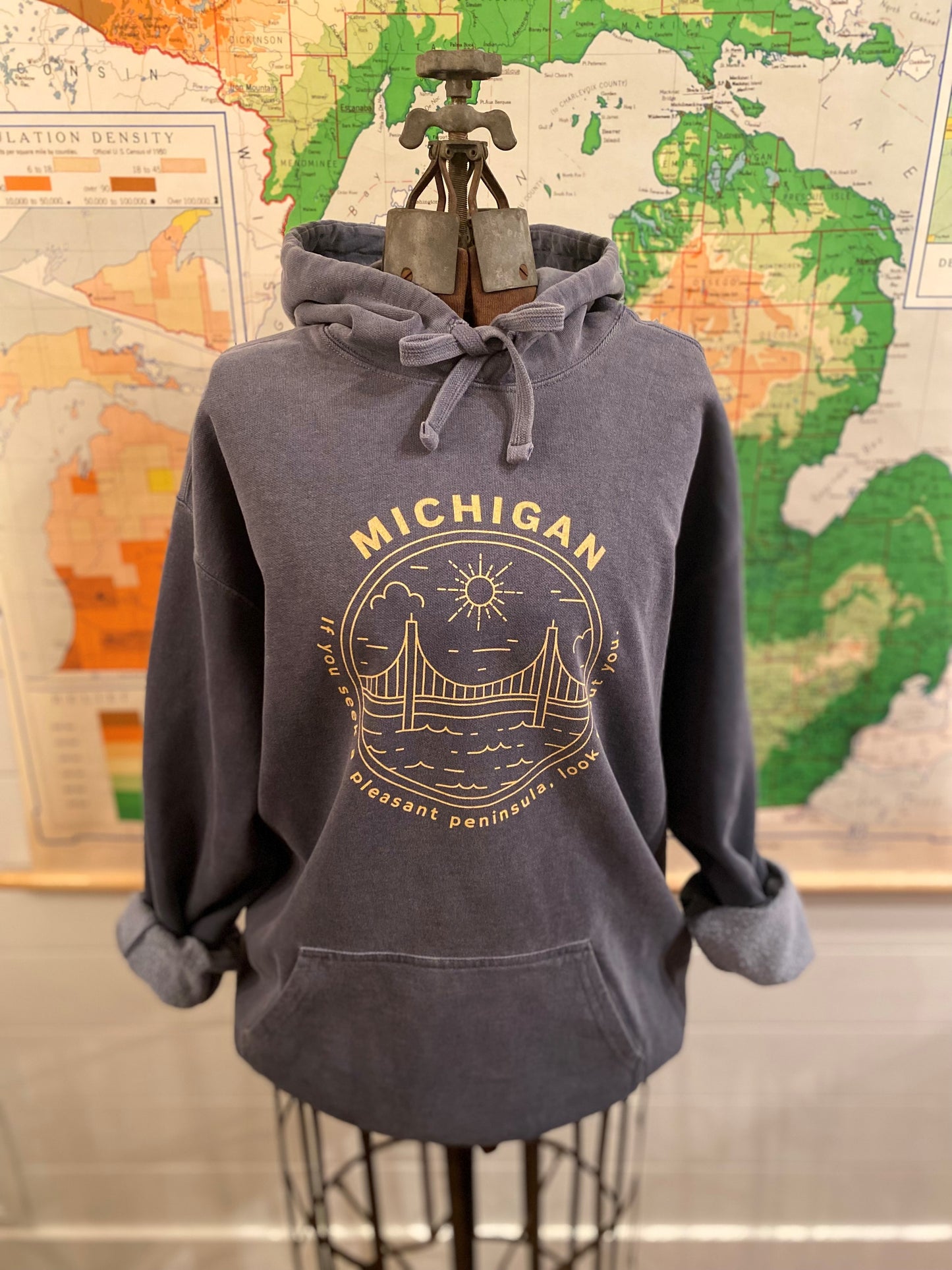 Michigan Unisex Denim Hoodie